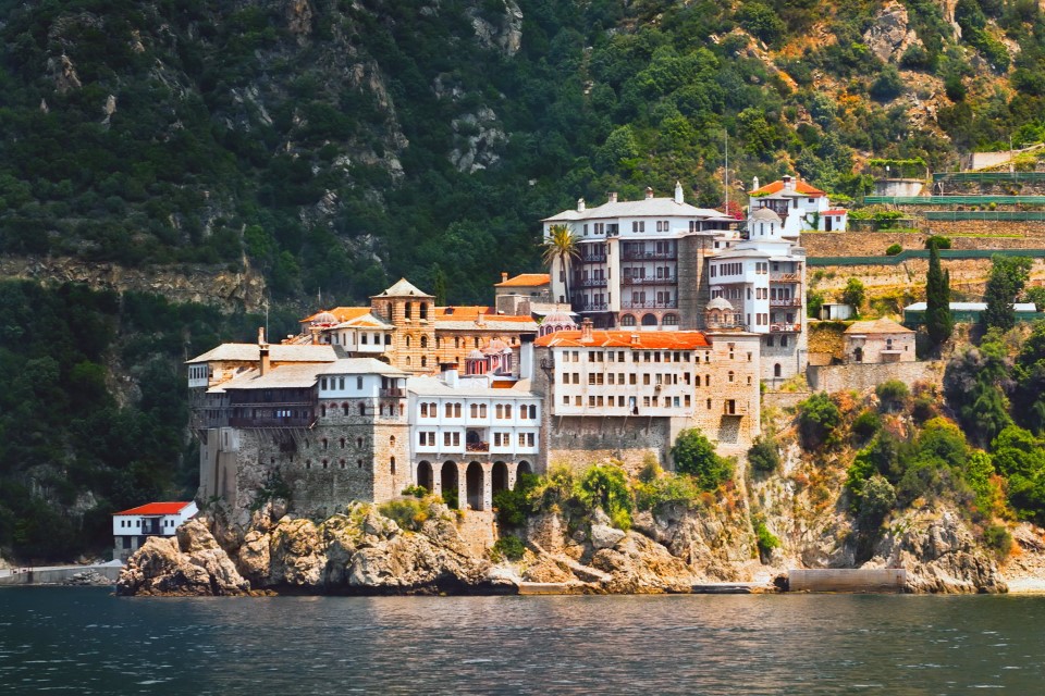 Agios gregorios monastery in mount athos in halkidiki