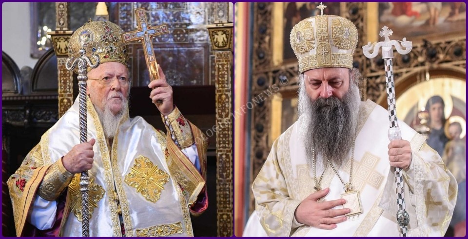 Ecumenical Patriarch Bartholomew And Patriarch Of Serbia Porphyry Doxologia Infonews
