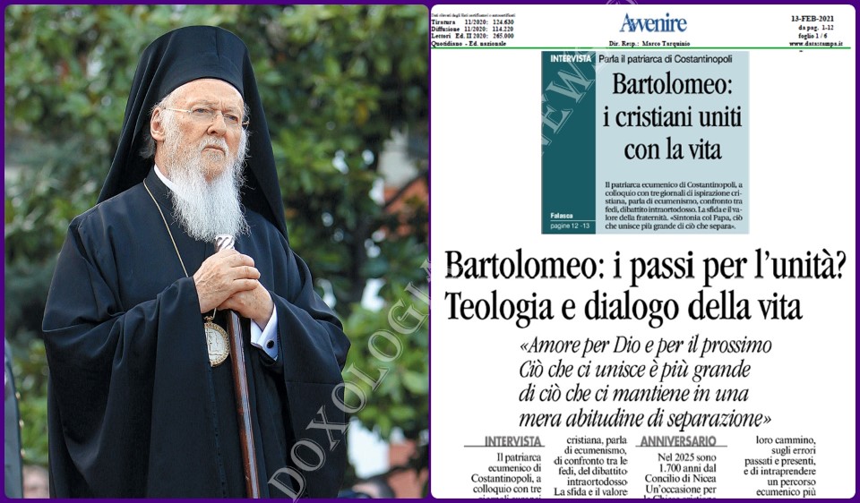 Ecumenical Patriarch Bartholomew Interview Avvenire Doxologia Infonews