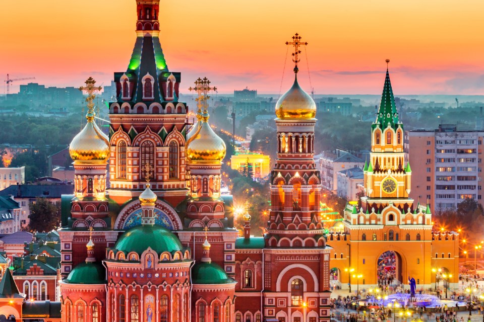 View Of Russian City At Sunset