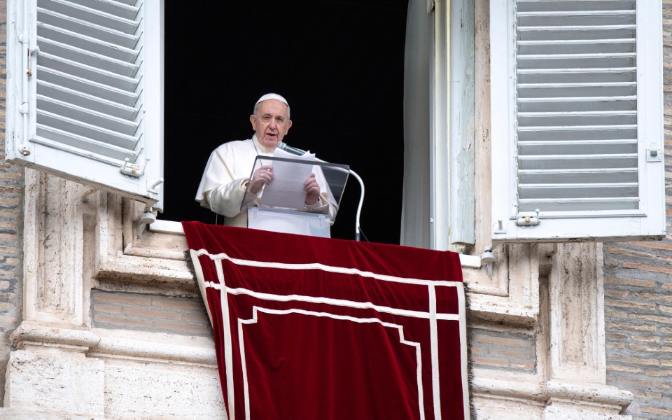 Pope Francis delivers the Angelus prayer