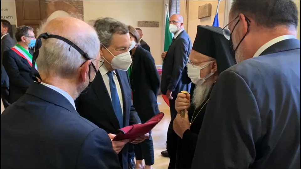 Συνάντηση του Οικουμενικού Πατριάρχου Βαρθολομαίου με τον Πρωθυπουργό της Ιταλίας Mario Draghi