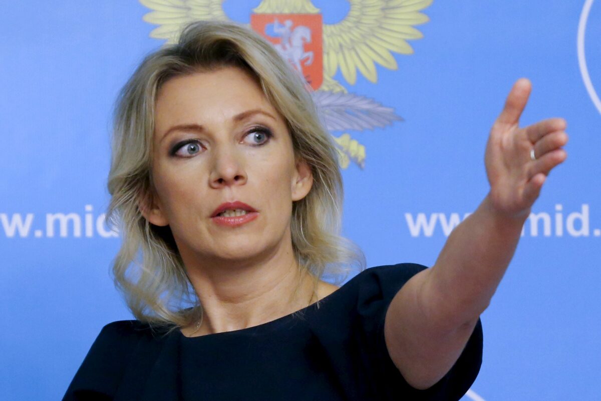 Spokeswoman of the Russian Foreign Ministry Zakharova attends a news briefing in Moscow