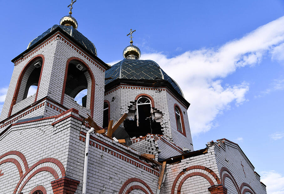 Ukraine Russia Military Operation 8194265 16.05.2022 The view shows a destroyed temple in the course of Russia s militar