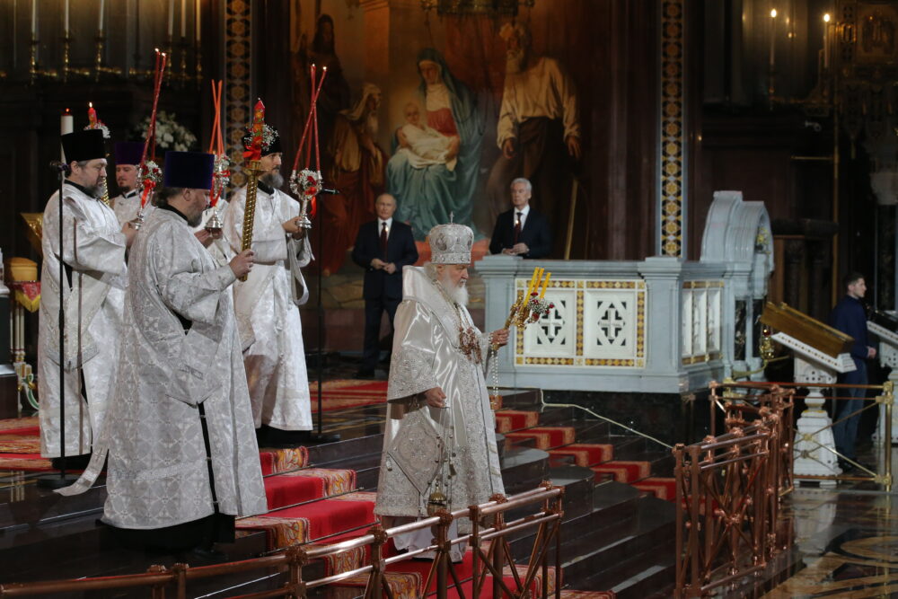 President Putin Of Russia Attends Orthodox Easter Mass Led By Patriarch Kirill