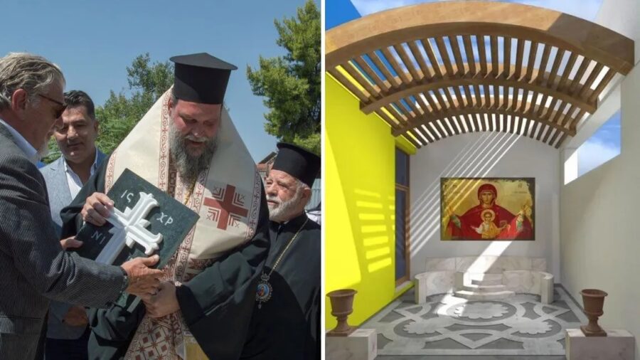 Agiasmos kai katathesi themelioy lithoy sto neo vrefonipiako stathmoy tis i.m. neas ionias sti n. filadelfeia