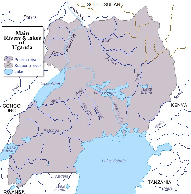 Lake Kyoga amid rivers and other lakes in Uganda. Creative Commons