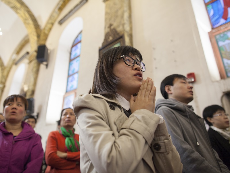 Worshiper at Cathedral of the Immaculate Conception