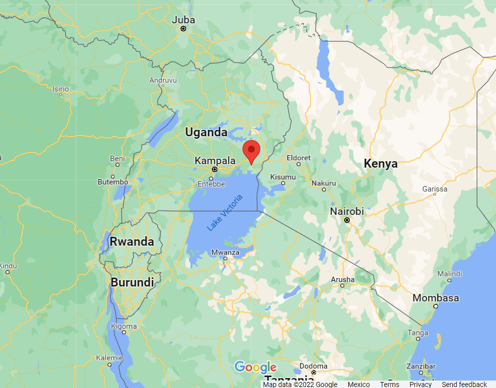 Location of Bugiri District Uganda. Map data ©2020 Google