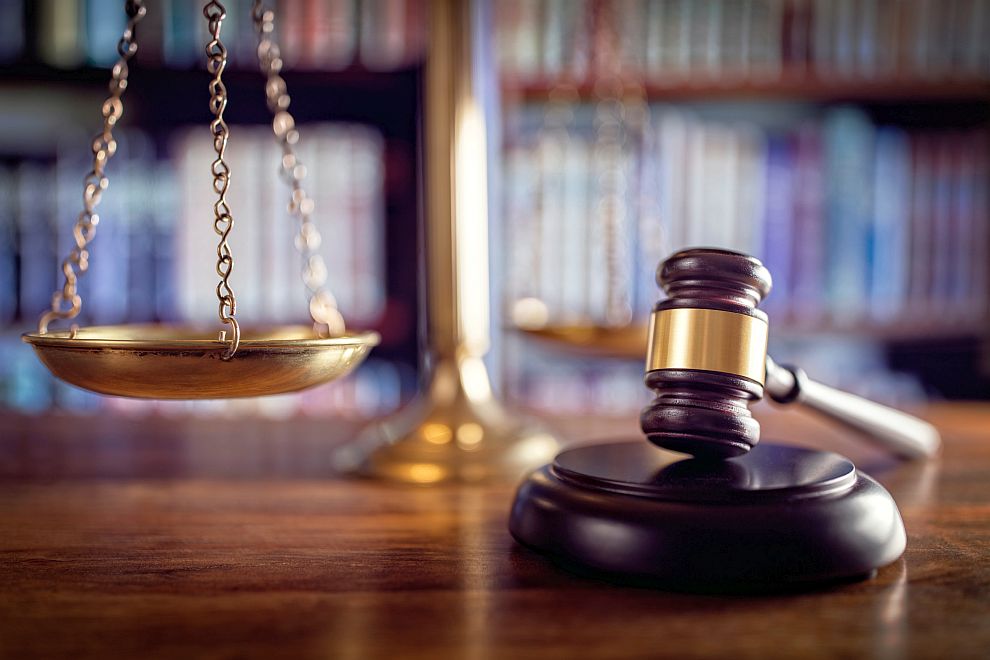 Gavel, scales of justice and law books