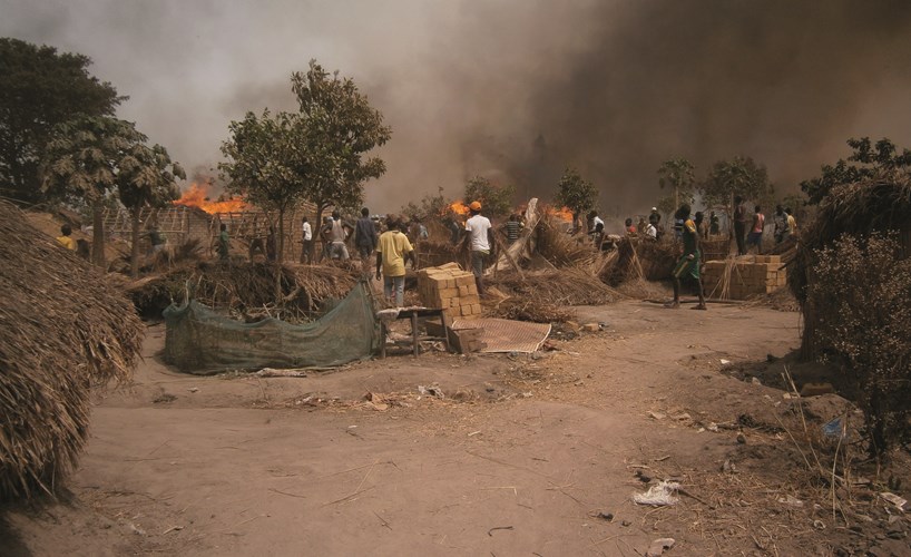Homes burning kaga bandoro