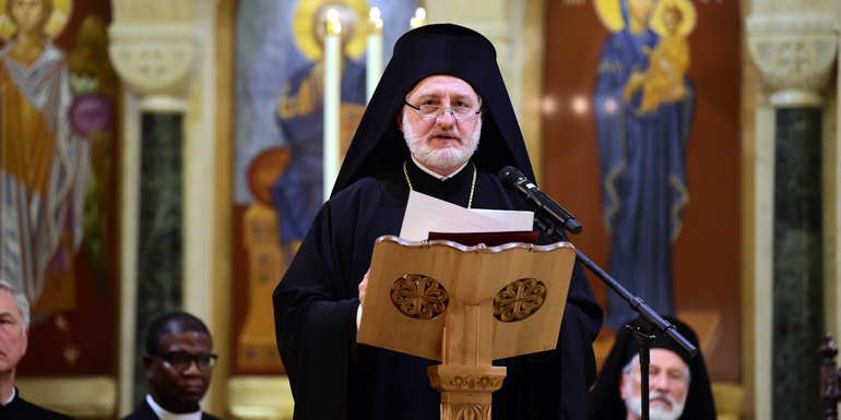 H.E. Archbishop Elpidophoros attended the Ecumenical Prayer Service at St. Sophia Greek Orthodox Cathedral in Washington, DC Co-Hosted by In Defense of Christians and The Greek Orthodox Archdiocese of America.