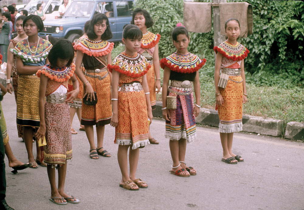 Girls Iban parade Gawai Dayak Kuching Malaysia