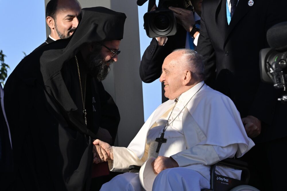 Pope Francis visits the Monument to the Heroes and Victims of the Sea in Marseille