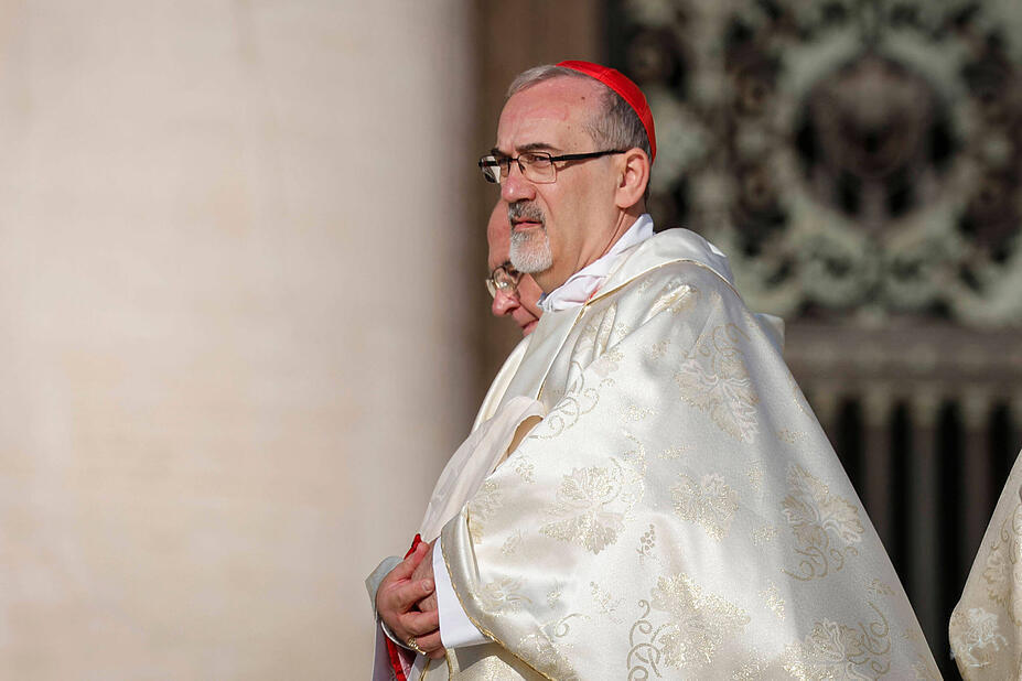 October 4, 2023, Vatican City, Italia: Cardinal Pierbattista Pizzaballa During The Holy Mass Leads Over By Pope Francis