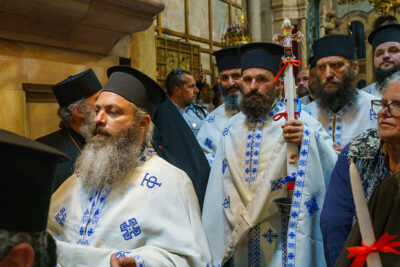 The Entourage Of The Greek Patriarch Walks Into The Church