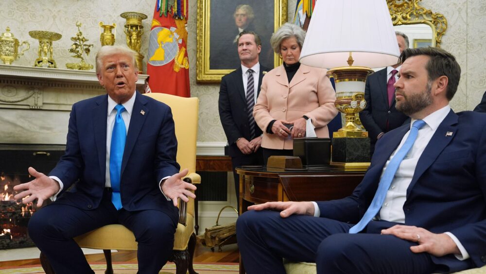 President Donald Trump Meets With Israel's Prime Minister Benjamin Netanyahu In The Oval Office Of The White House, Tuesday, Feb. 4, 2025, In Washington, As White House National Security Adviser Mike Walz, White House Chief Of Staff Susie Wiles And Vice P