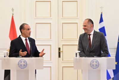 [379600] ΣΥΝΑΝΤΗΣΗ ΤΟΥ ΥΠΟΥΡΓΟΥ ΕΞΩΤΕΡΙΚΩΝ ΓΙΩΡΓΟΥ ΓΕΡΑΠΕΤΡΙΤΗ ΜΕ ΤΟΝ ΥΠΟΥΡΓΟ ΕΞΩΤΕΡΙΚΩΝ ΤΗΣ ΑΙΓΥΠΤΟΥ badr abdelatty (ΜΙΧΑΛΗΣ ΚΑΡΑΓΙΑΝΝΗΣ/eurokinissi)