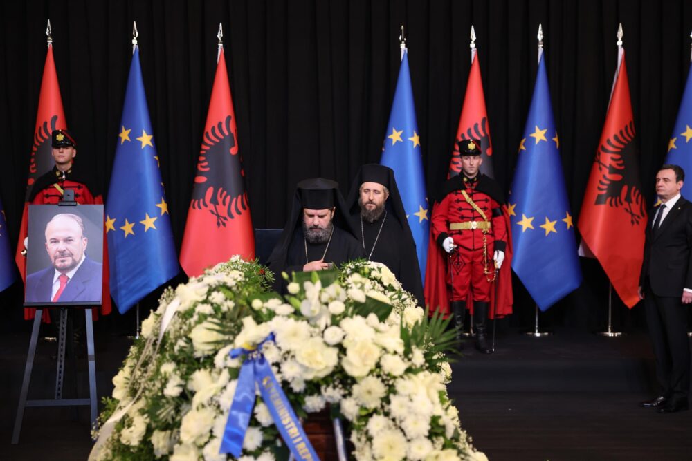 Archbishop of albania attends funeral of former albanian pm fatos nano