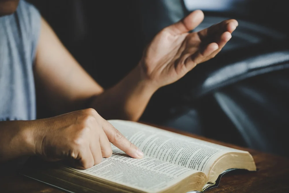 Spirituality religion hands folded prayer holy bible church concept faith